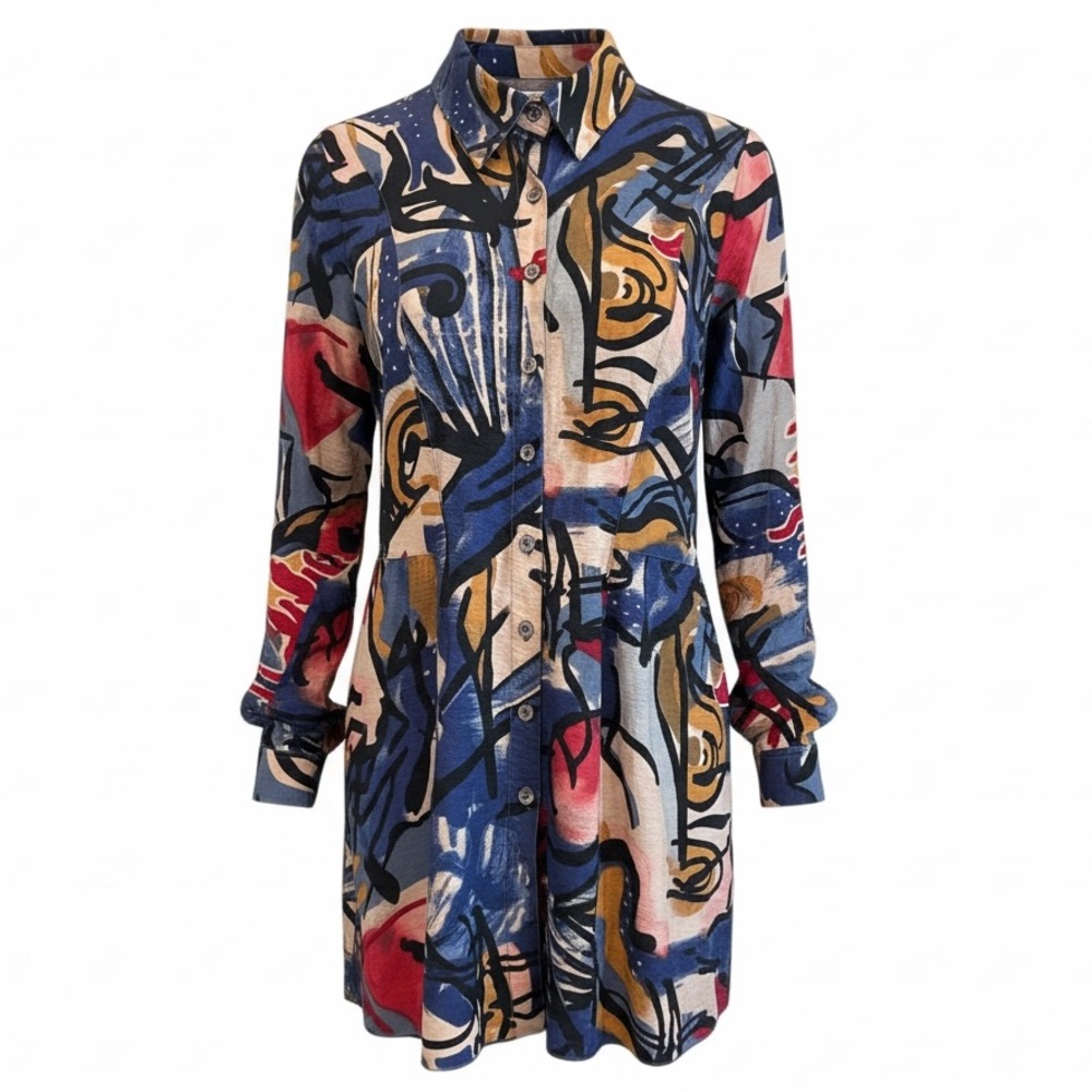 John Mark abstract print art to wear button down shirt